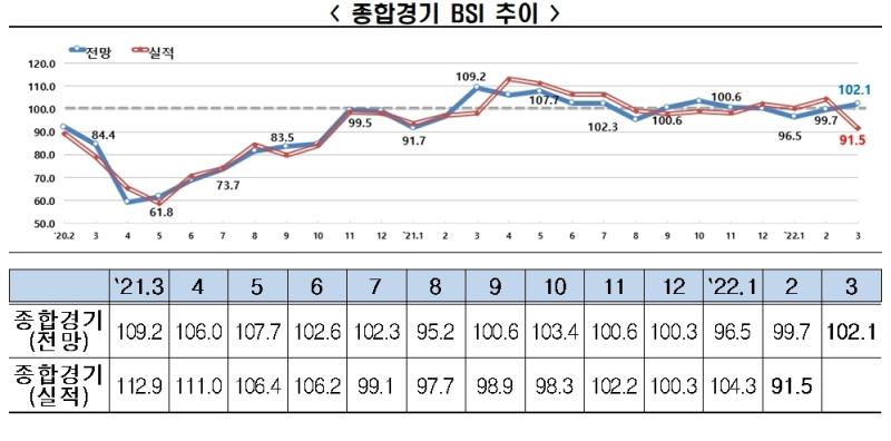 3월 BSI 전망치 /자료=전경련