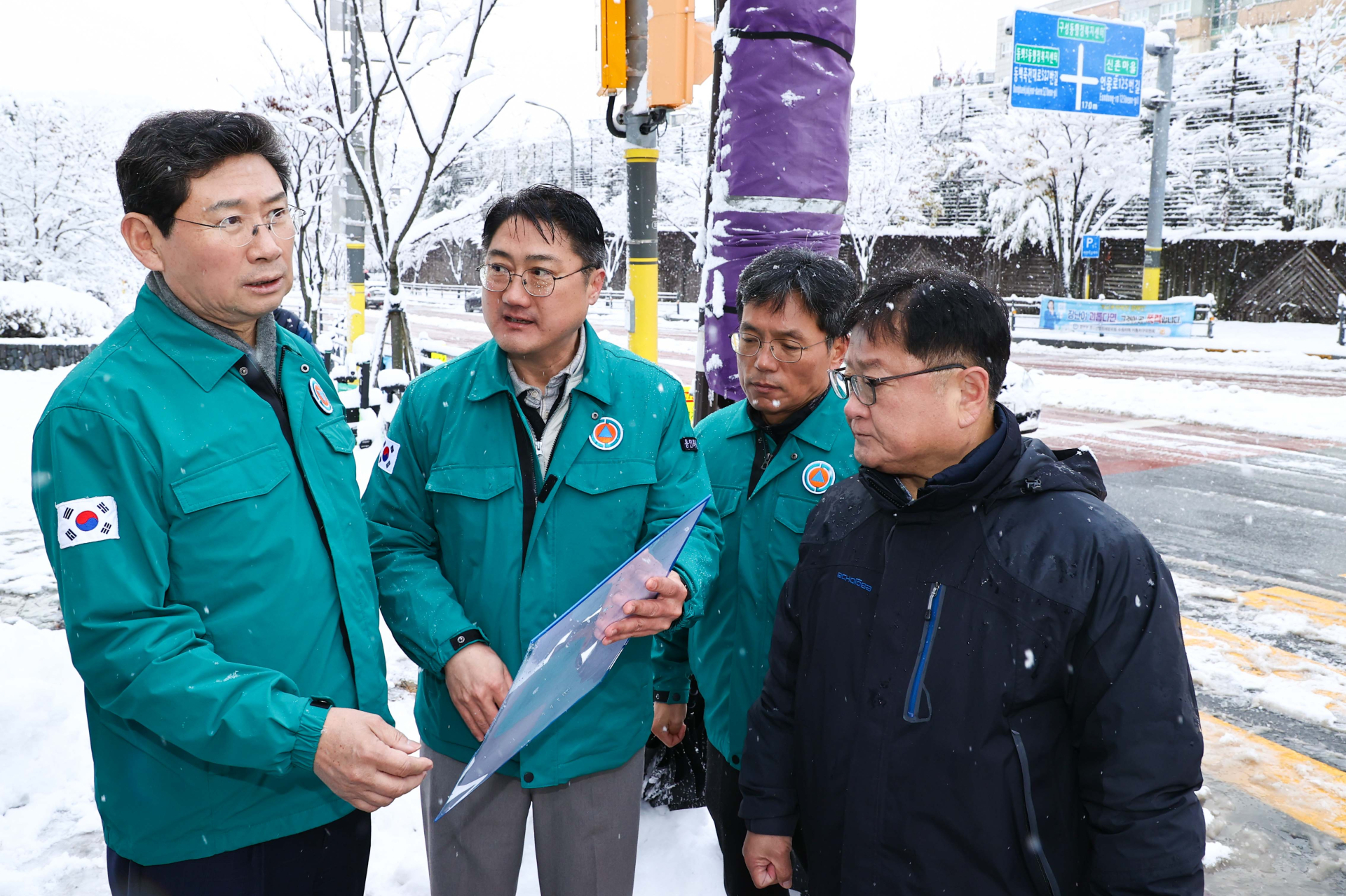 이상일 용인시장, 중일초‧용인대 주변 등 도로 제설 현장 점검